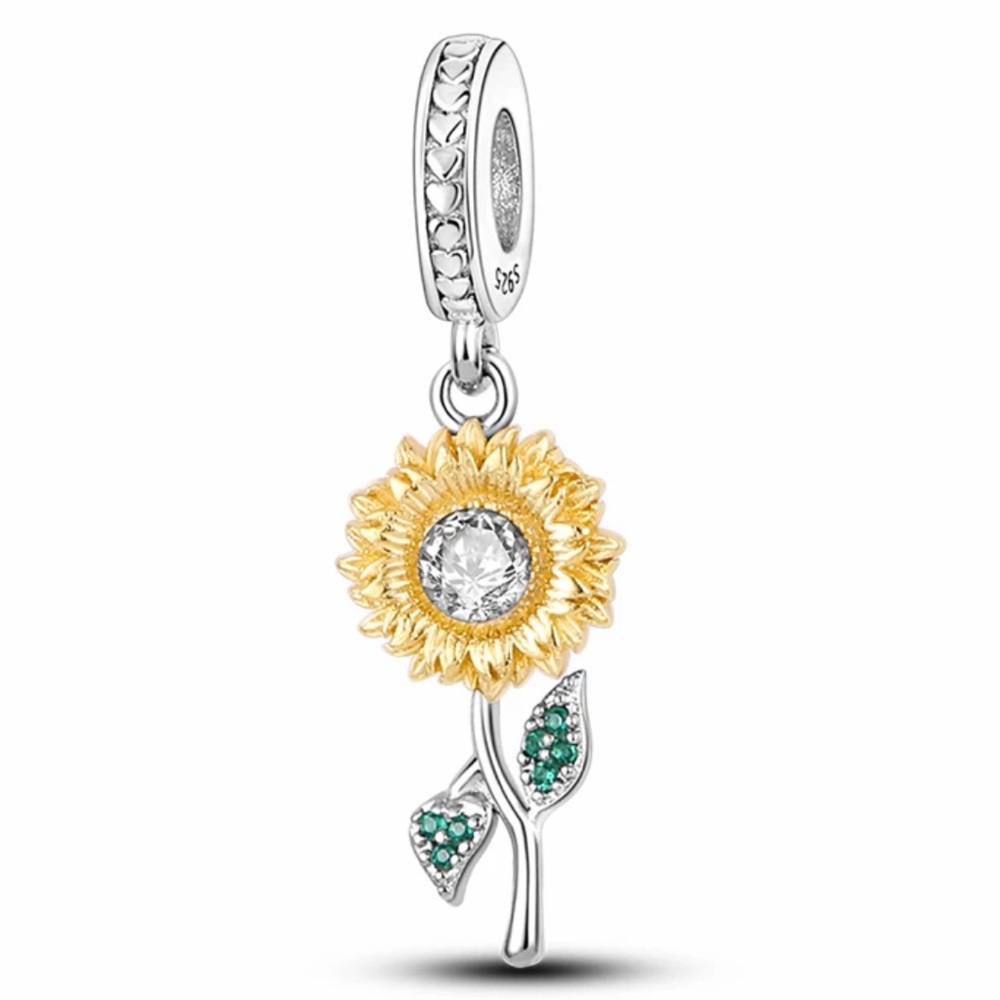 Sterling Silver Sunflower Charm